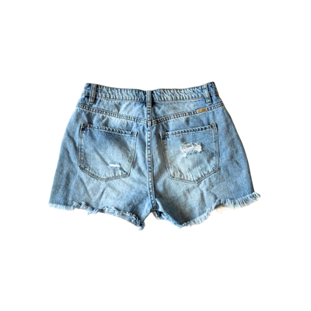 KanCan Shorts Denim KC5197M Jeans Distressed Frayed Hem Stretch Blue Size M - Picture 2 of 6